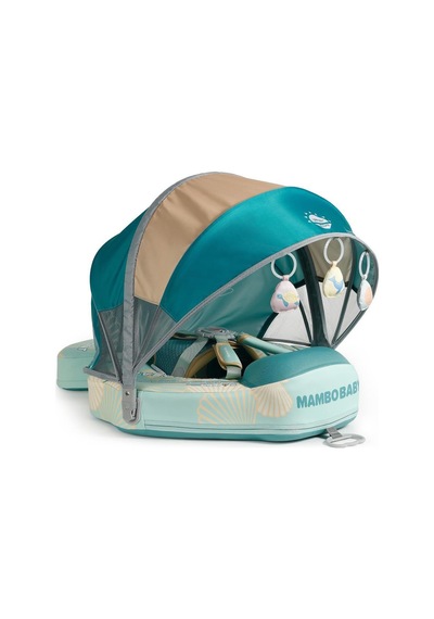 Mambobaby Yüzme Simidi - Green Seashell, Emniyetli, Gölgelikli Ve Ayak Destekli