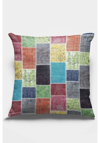 Çok Renkli Patchwork Çift Taraflı Kırlent Kılıfı Krl288n11