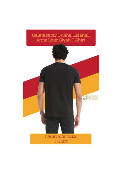 Galatasaray Lisanslı Büyük Logolu T-shirt Kişiye Özel Baskılı Ahşap Kutulu 099 Siyah