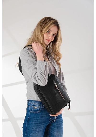 Just Polo Kadın Bol Gözlü Ayarlanabilir Askılı Şık Omuz Çantası Shoulder Bag Siyah