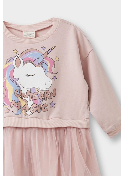 Defacto Kız Bebek Unicorn Baskılı Uzun Kollu Tül Elbise F7092a525aupr345 Mor