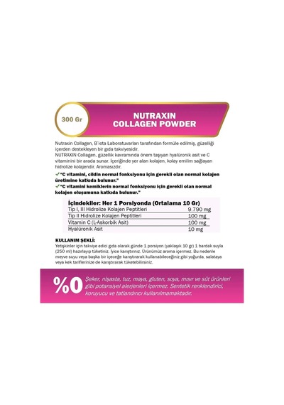 Nutraxin Hidrolize Kolajen Powder 300 Gr