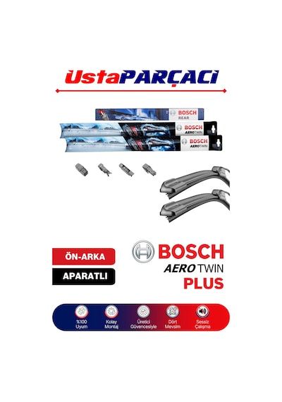 Bosch Peugeot 308 2008-2013 Aerotwin Plus-rear Ön Arka Silecek Takımı H301