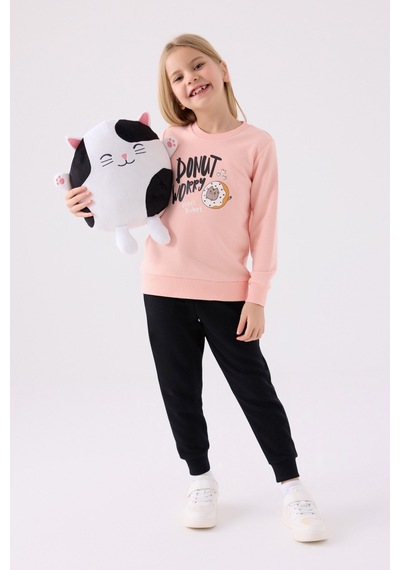 Rolypoly Kız Çocuk Garson Pembe Pijama Takım 3469 001