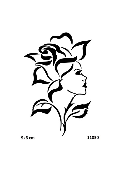 Airbrush Tattoo Gül Saçlı Kadın Yapışkanlı Stencil Süsleme Ve Boyama Kalıbı