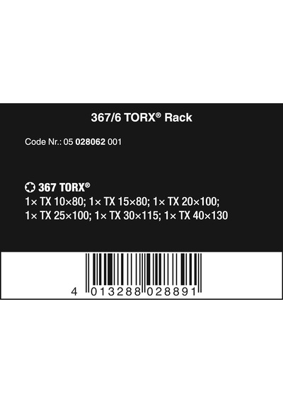 Wera 367/6 Tornavida Seti Kraftform Plus Torx + Raf, 6 Parça, 050