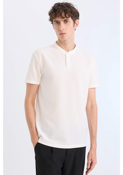 Defacto Slim Fit Dar Kesim Dik Yaka Dokulu Kısa Kollu Waffle Polo Tişört Z4262az25smwt32 Diğer