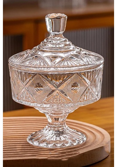 Vintage Kristal Cam Şekerlik Lokumluk 450 Ml