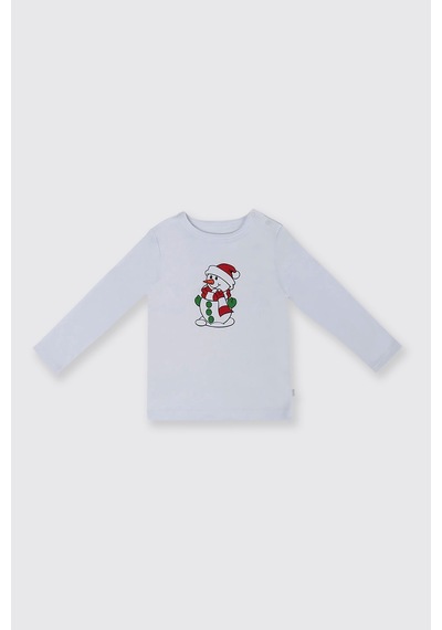 Panço Yenidoğan Kardan Adam Baskılı Kırmızı Pijama Takımı
