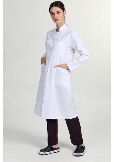 Önlük Beyaz Kadın Tesettür Öğretmen Doktor Önlüğü 105 Cm Gmz-1401