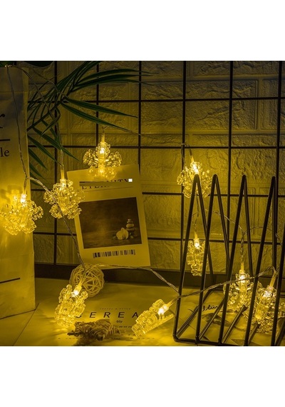 Dekor Düğün Işıkları Pilli Kar Tanesi Mandal Led Işık Gün Işığı Led Işık Snowflake Clips String Led Gün Işığı