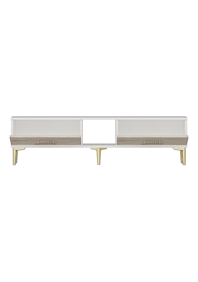 Tsa1515btg İda Tv Sehpası Beyaz-traverten-gold 150cm Beyaz - Traverten - Altın