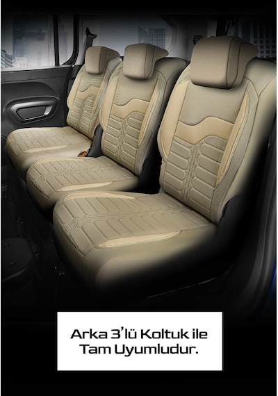 Panda Şili Serisi İngiliz Jakar Kumaş Peugeot Rifter Uyumlu Oto Koltuk Kılıfı - Tam Set
