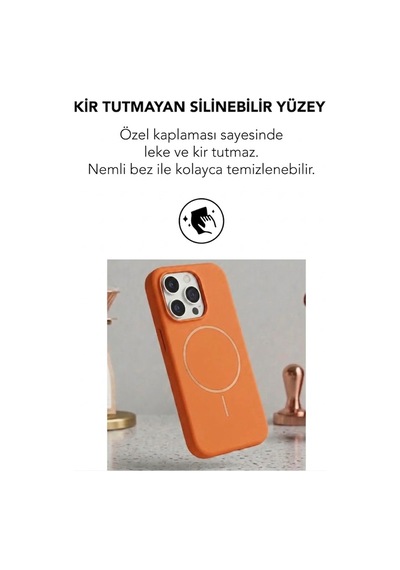 Apple İphone 15 Pro Max Uyumlu Magsafe Lansman Silikon Kılıf Turuncu