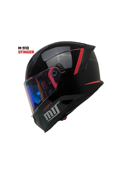 Mts M-910 Stınger Güneş Vizörlü Motosiklet Kaskı Reflektör Kırmızı Siyah