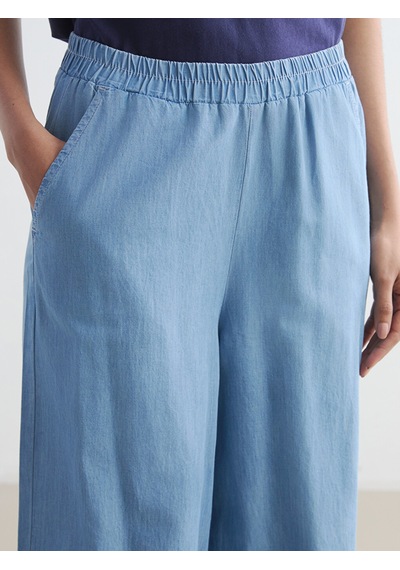 LC Waikiki Lc Waıkıkı İndigo Beli Lastikli Wideleg Kadın Jean Pantolon