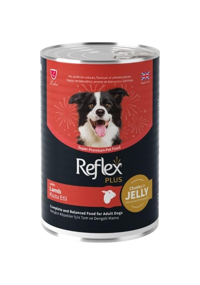 Reflex Plus Jöle İçinde Et Parçacıklı Kuzu Etli Yetişkin Köpek Konservesi 400 Gr 12 Adet