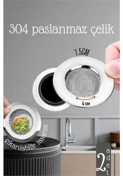 Modacar Lavabo Süzgeci - 7.5 Cm Çap 2 Li Set Gider Sügeci Lavabo Süzgeci