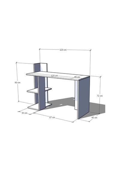 Karnaval Çalışma Masası M35004-1 Ders Çalışma Masası Bilgisayar Masası Beyaz 120x45cm
