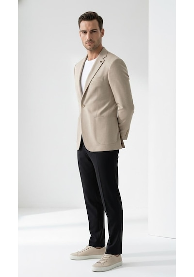 Plus Scorpion Ck089 Erkek Slim Fit Blazer Ceket Tek Düğmeli Çift Yırtmaçlı Torba Cepli Yarım Astarlı Bej Plus Scorpion Ck089 Erkek Slim Fit Blazer Ceket Tek Düğmeli Çift Yırtmaçlı Torba Cepli Yarım Astarlı Bej