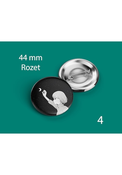 44 Mm Buton Rozet İğneli Çanta Kıyafet Rozeti Ay Tutan Kız Çok Renkli