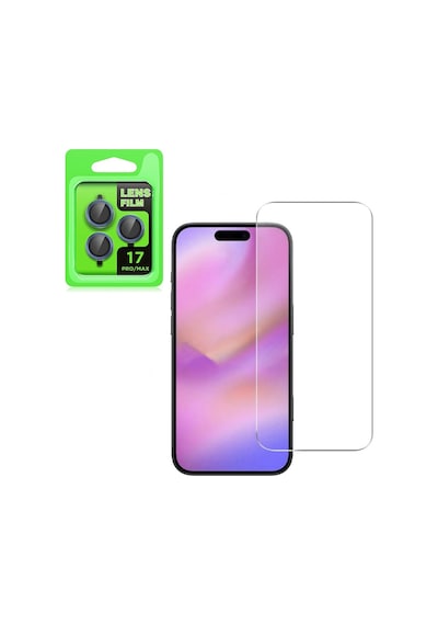 Adige Apple Uyumlu iPhone 17 Pro Max Lens Koruyucu Mavi + Ekran Koruyucu Mavi