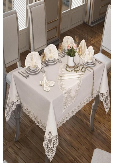 Sümbül Masa Örtüsü 26 Parça Krem (541544689)