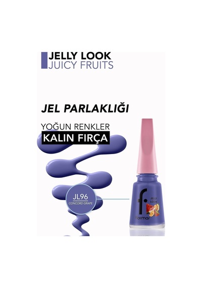Flormar Juicy Fruits Jelly Look Yüksek Pigmentli & Parlak Bitişli Jel Görünümlü Oje Jl96 Concord Grape