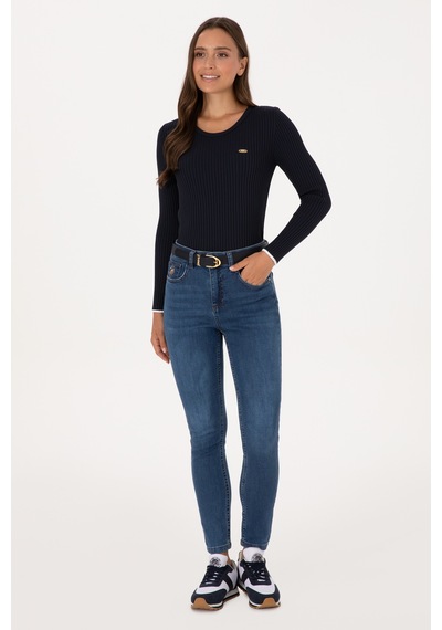 U.S. Polo Assn. Kadın Lacivert Bisiklet Yaka Kazak 50314780-VR033