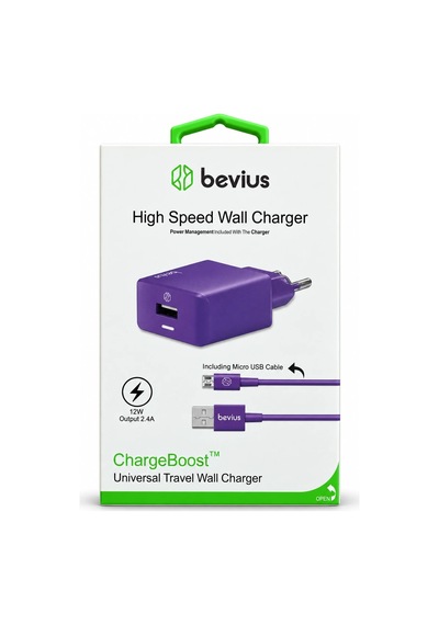 Micro Usb Kablolu Mor 12w Duvar Şarj Cihazı Bvs-ch403