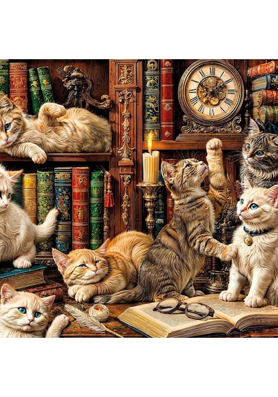 20090 Puzzle 500 Cats İn The Library