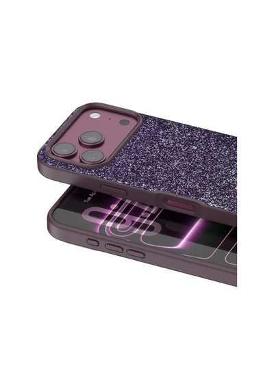 Zenviya21 Onegif Apple İphone 18 Pro Bright Simli Kapak - Bordo Zenya785 renkli