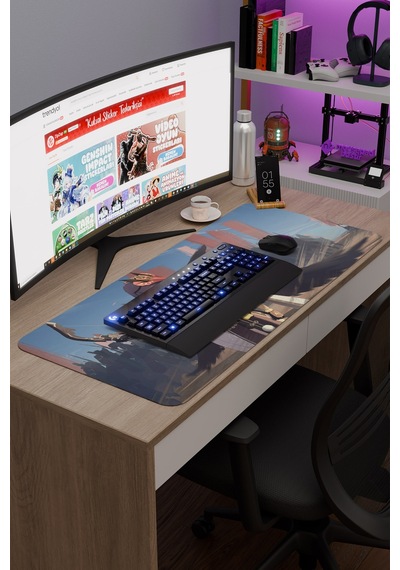 Kujou Sara Genshin Impact Anime Oyuncu V2 - 90x40 Xxl Gaming Mouse Pad Fare Altlığı