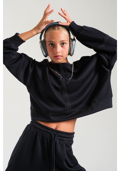 Loco Loco Lacivert Pervazlı Uzun Kollu Çocuk Sweatshirt