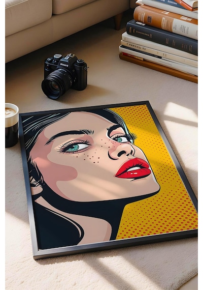 Pop Art Kadın Portresi Çerçeveli Tablo - Pop Art Poster Tablo