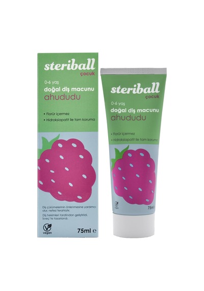 Steriball Doğal Diş Macunu Florürsüz 75 Ml - Ahududu Florür İçermez, Hidroksiapatit İle Tam Koruma, Vegan