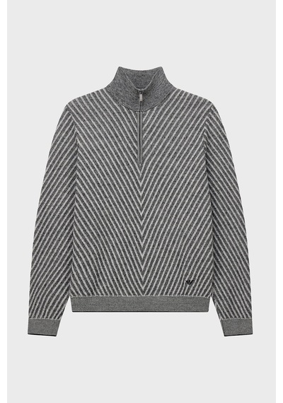 Emporio Armani Yünlü Fermuarlı Polo Yaka Kazak Erkek Kazak Em006316 Af27942 Fc018 Siyah