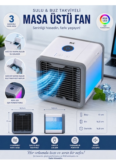 Su Ve Buz Soğutmalı Masa Üstü Serinletici Fan