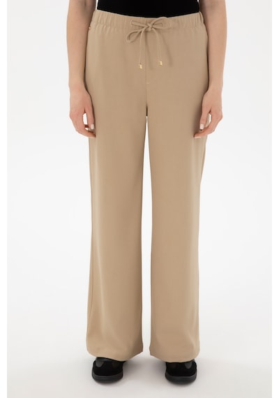 U.S. Polo Assn. Kadın Açık Haki Loose Relax Fit Kanvas Pantolon 50290877-VR183