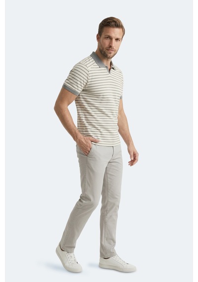 Slazenger Zoll Erkek Polo Yaka Beyaz / Gri Tişört