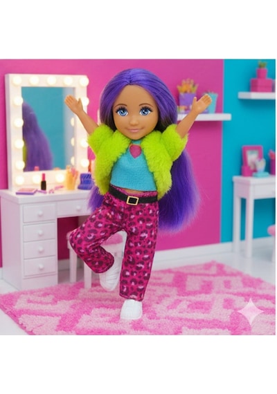 Ankiki Moda İkonu Bebek Figür 13 Cm - Mor Saçlı Hip-hop Rüzgarı