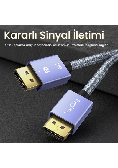 8k/60hz 4k/165hz 2k/240hz Displayport 1.4 Kablo 3 Metre Genel 45769421