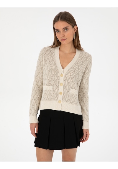 Pierre Cardin Kadın Ekru Hırka Triko 50310988-vr019 Ekru