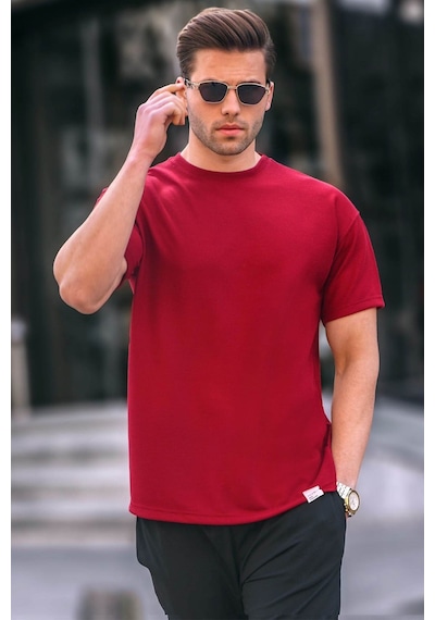 Madmext Bordo Regular Fit Basic Erkek Tişört 6099-bordo Bordo