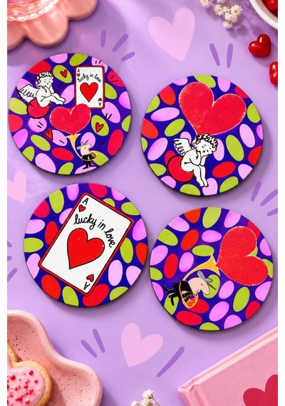 Lucky İn Love Pop Art Kalp Desenli Renkli Retro Temalı, 4 Lü Bardak Altlığı Set 9 Cm, 3 Mm Ahşap Mdf, Dijital Baskı - 933845173 Diğer Lucky İn Love Pop Art Kalp Desenli Renkli Retro Temalı, 4 Lü Bardak Altlığı Set 9 Cm, 3 Mm Ahşap Mdf, Dijital Baskı - 933845173 Diğer