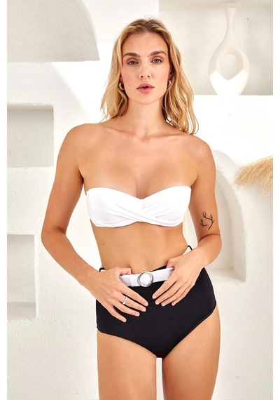 Lapieno Dolgulu Strapez Bikini Takım 4242 Siyah