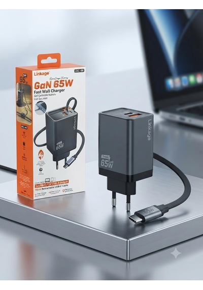 Linkage Gan 65w Hızlı Şarj Aleti Usb-c Ve Usb-a Çıkışlı Lkc-56