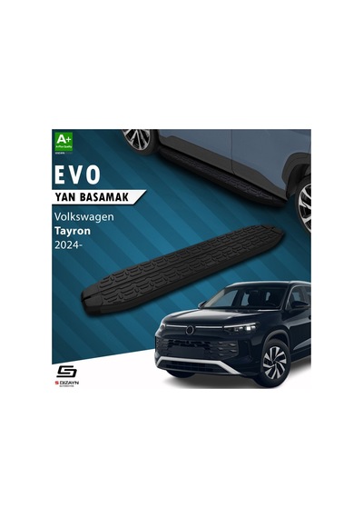 S-dizayn Volkswagen Tayron 2 Evo Siyah Yan Basamak 193 Cm 2024 Üzeri A+ Kalite