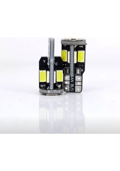 T10 Led Metal Ultra W5W 10 Ledli Beyaz Park Tavan Plaka Ampülü 10 Adet