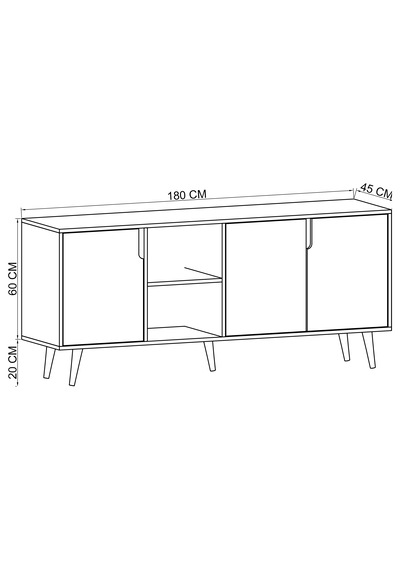 Latina Modern Konsol 3 Kapaklı 180 Cm Safir Meşe - Antrasit Safir - Antrasit